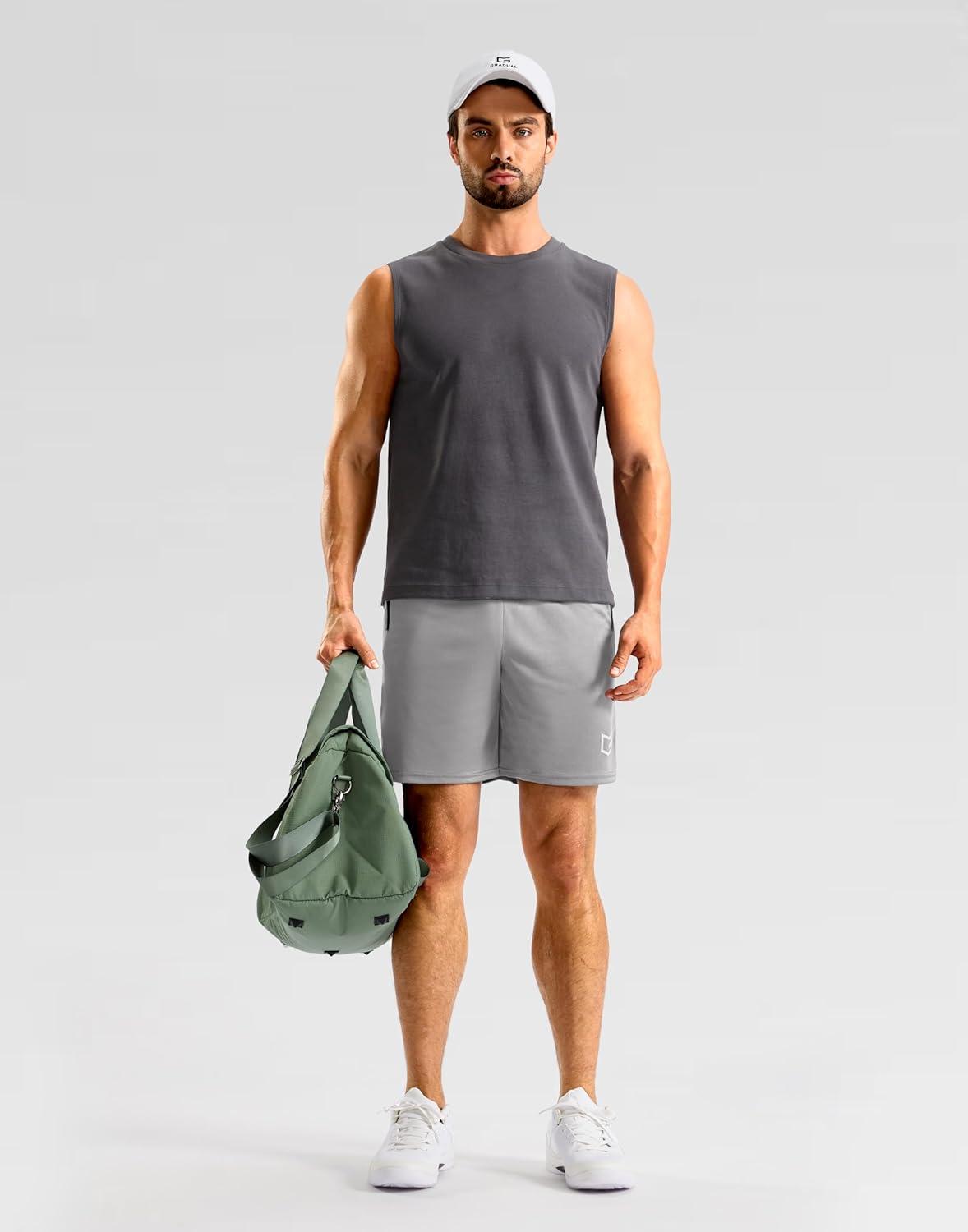 imageG Gradual Mens Gym Workout Shorts Zipper Pockets 5 7 Quick Dry Breathable Runing Athletic Short for MenLight Grey