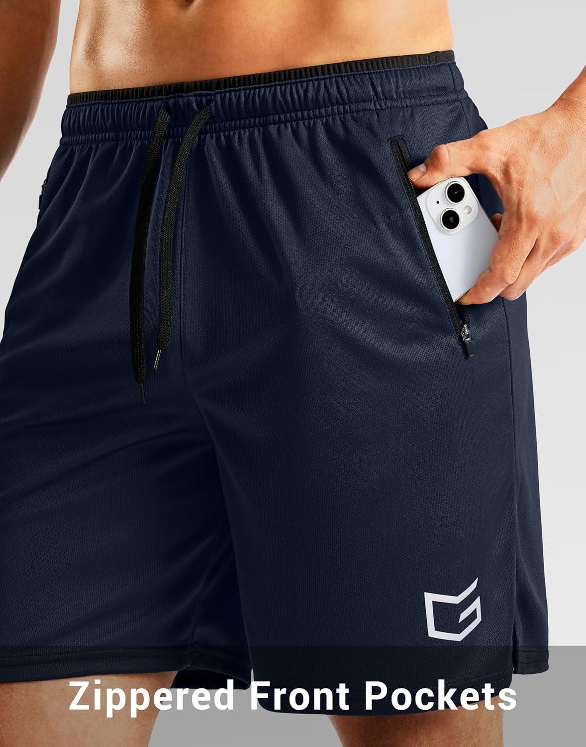 imageG Gradual Mens Gym Workout Shorts Zipper Pockets 5 7 Quick Dry Breathable Runing Athletic Short for MenNavy