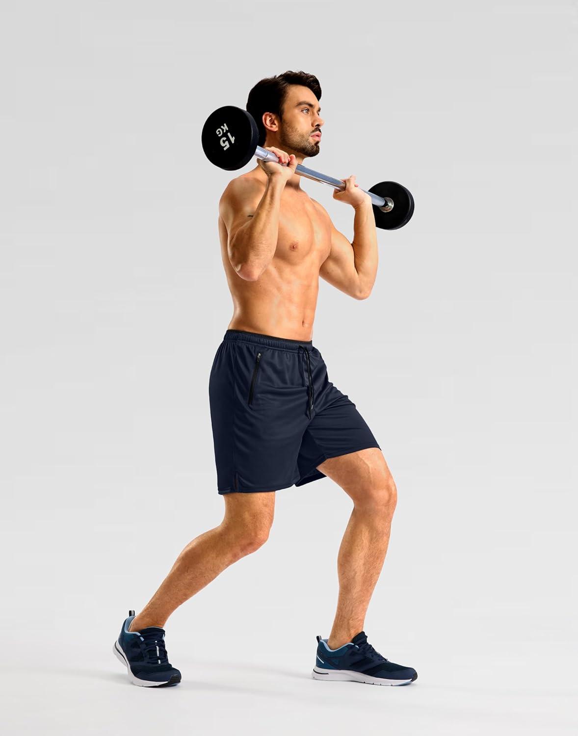 imageG Gradual Mens Gym Workout Shorts Zipper Pockets 5 7 Quick Dry Breathable Runing Athletic Short for MenNavy