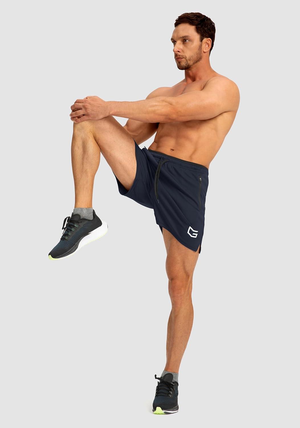 imageG Gradual Mens Gym Workout Shorts Zipper Pockets 5 7 Quick Dry Breathable Runing Athletic Short for MenNavy