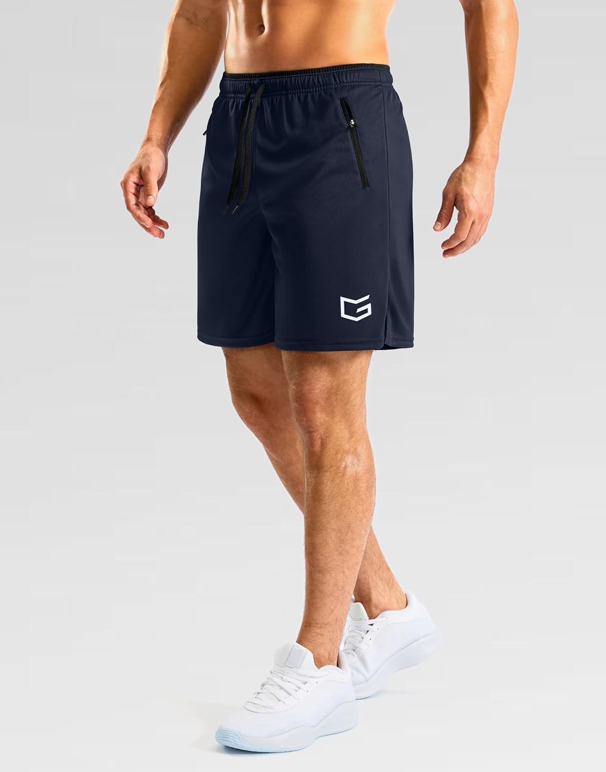 imageG Gradual Mens Gym Workout Shorts Zipper Pockets 5 7 Quick Dry Breathable Runing Athletic Short for MenNavy