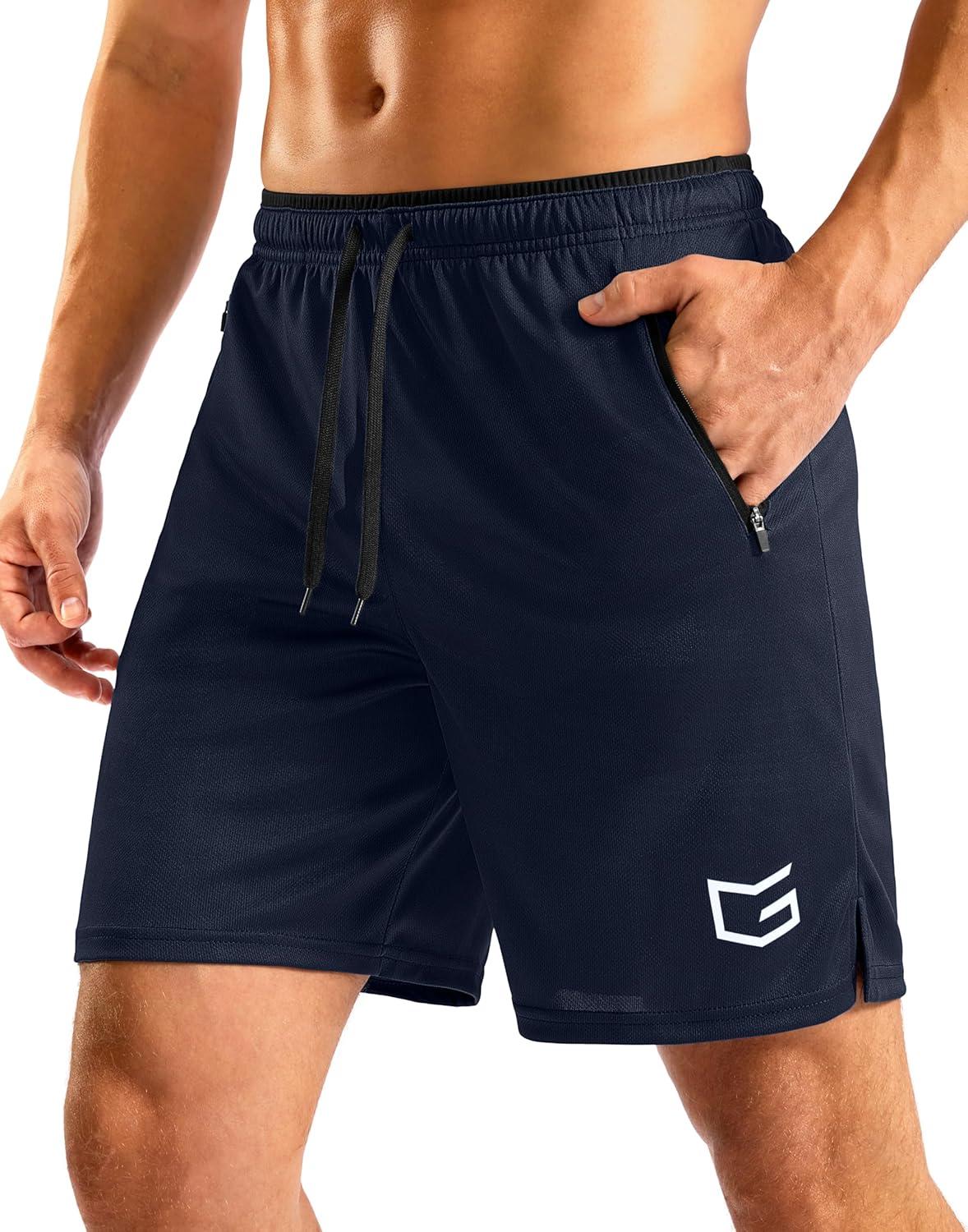 imageG Gradual Mens Gym Workout Shorts Zipper Pockets 5 7 Quick Dry Breathable Runing Athletic Short for MenNavy