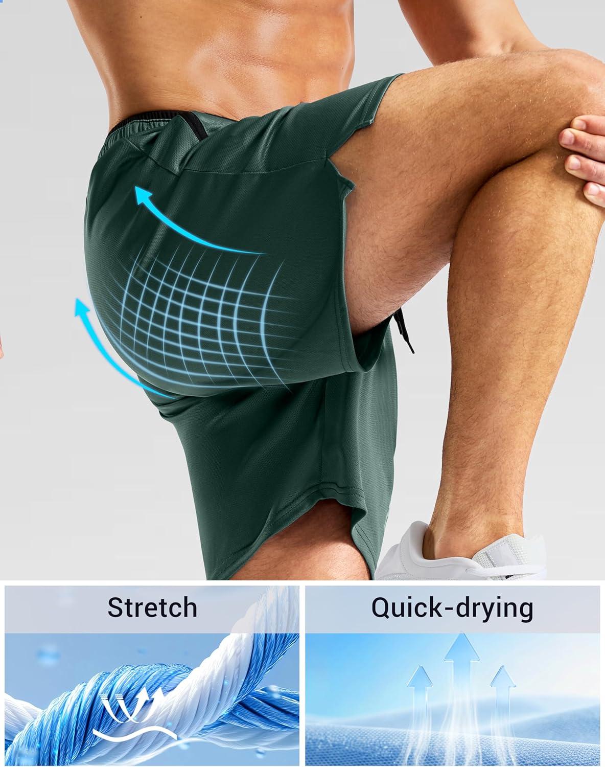 imageG Gradual Mens Gym Workout Shorts Zipper Pockets 5 7 Quick Dry Breathable Runing Athletic Short for MenOlive Green