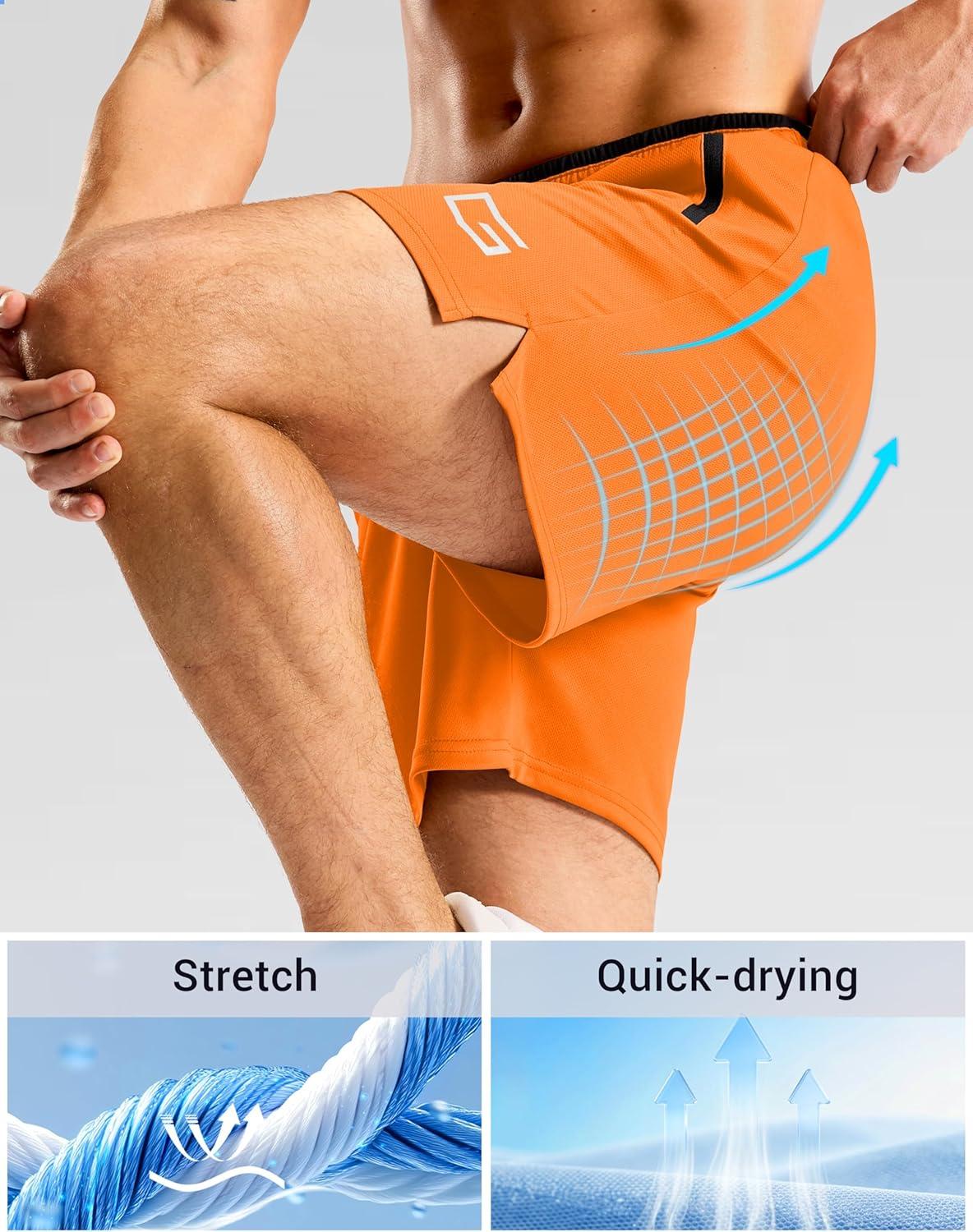 imageG Gradual Mens Gym Workout Shorts Zipper Pockets 5 7 Quick Dry Breathable Runing Athletic Short for MenOrange