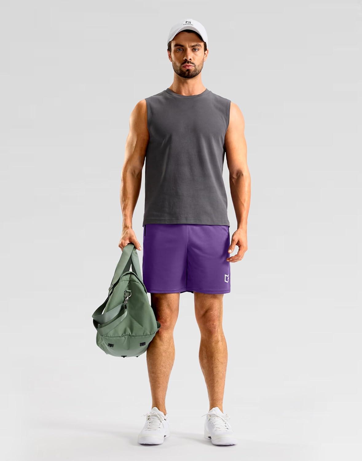 imageG Gradual Mens Gym Workout Shorts Zipper Pockets 5 7 Quick Dry Breathable Runing Athletic Short for MenPurple
