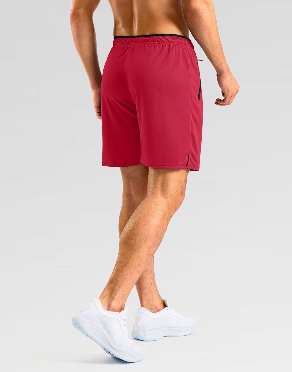 imageG Gradual Mens Gym Workout Shorts Zipper Pockets 5 7 Quick Dry Breathable Runing Athletic Short for MenRed