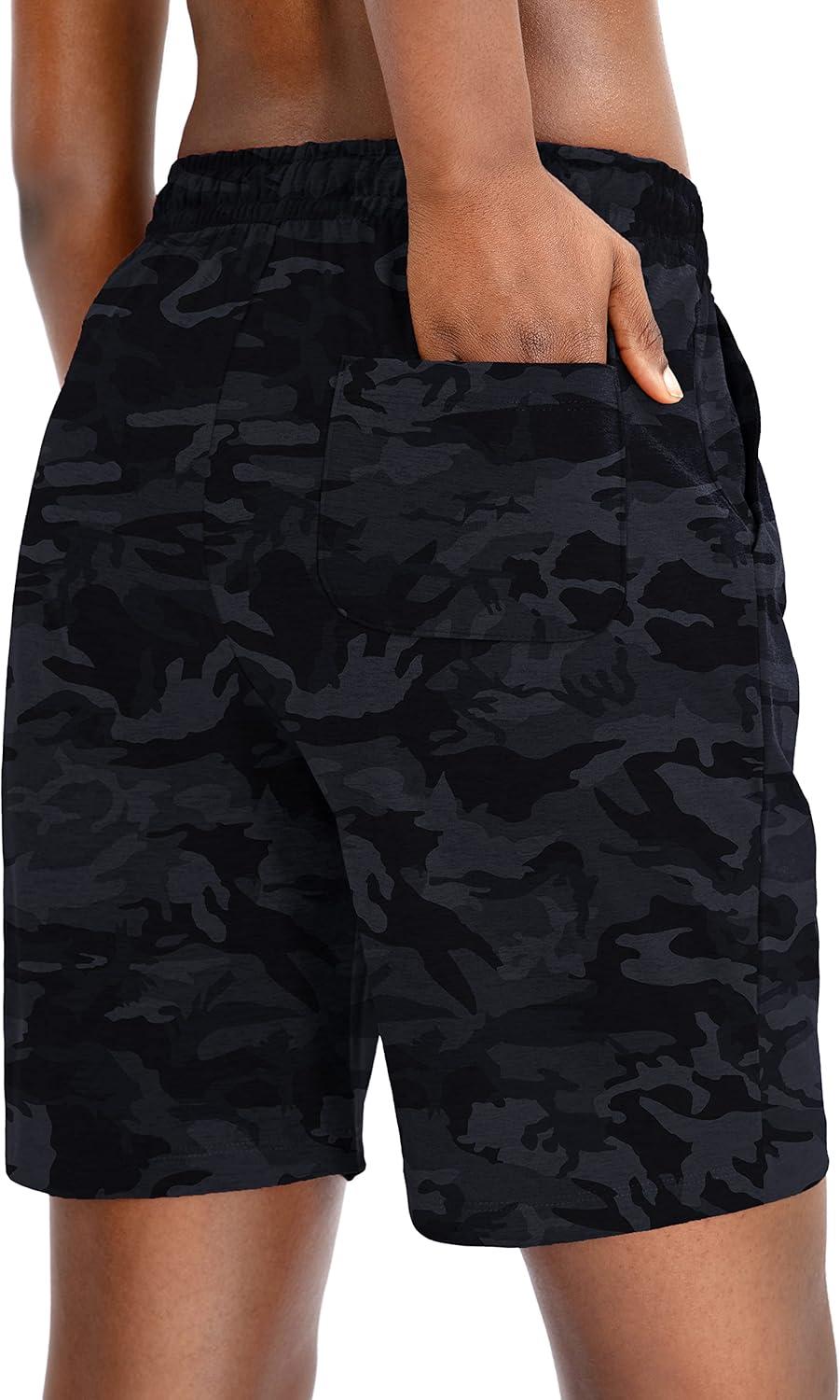 imageG Gradual Womens 7 9 Shorts with Deep Pockets Elastic Waist Bermuda Jersey Long Shorts for Woman Lounge WalkingBlack Camo