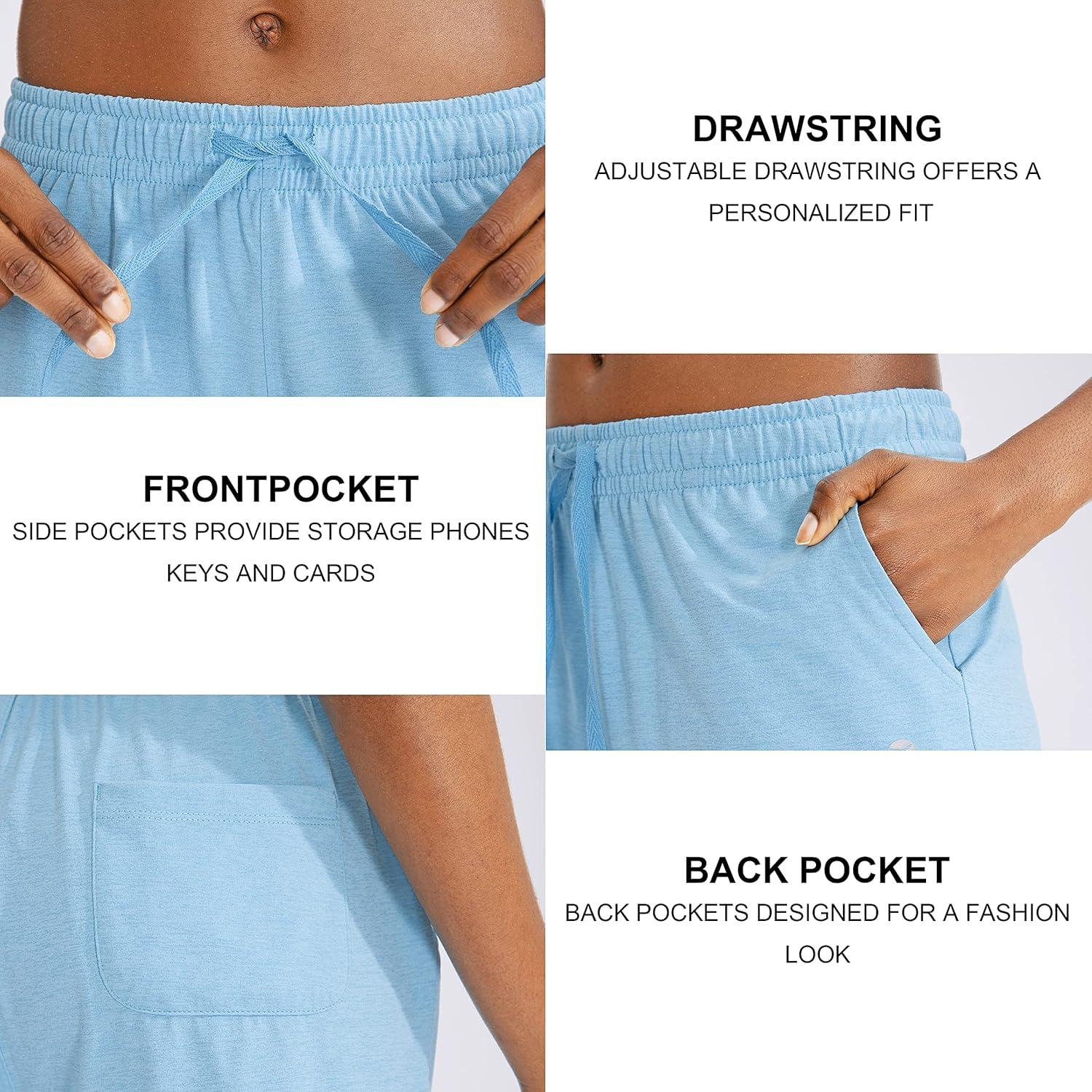 imageG Gradual Womens 7 9 Shorts with Deep Pockets Elastic Waist Bermuda Jersey Long Shorts for Woman Lounge WalkingBlue