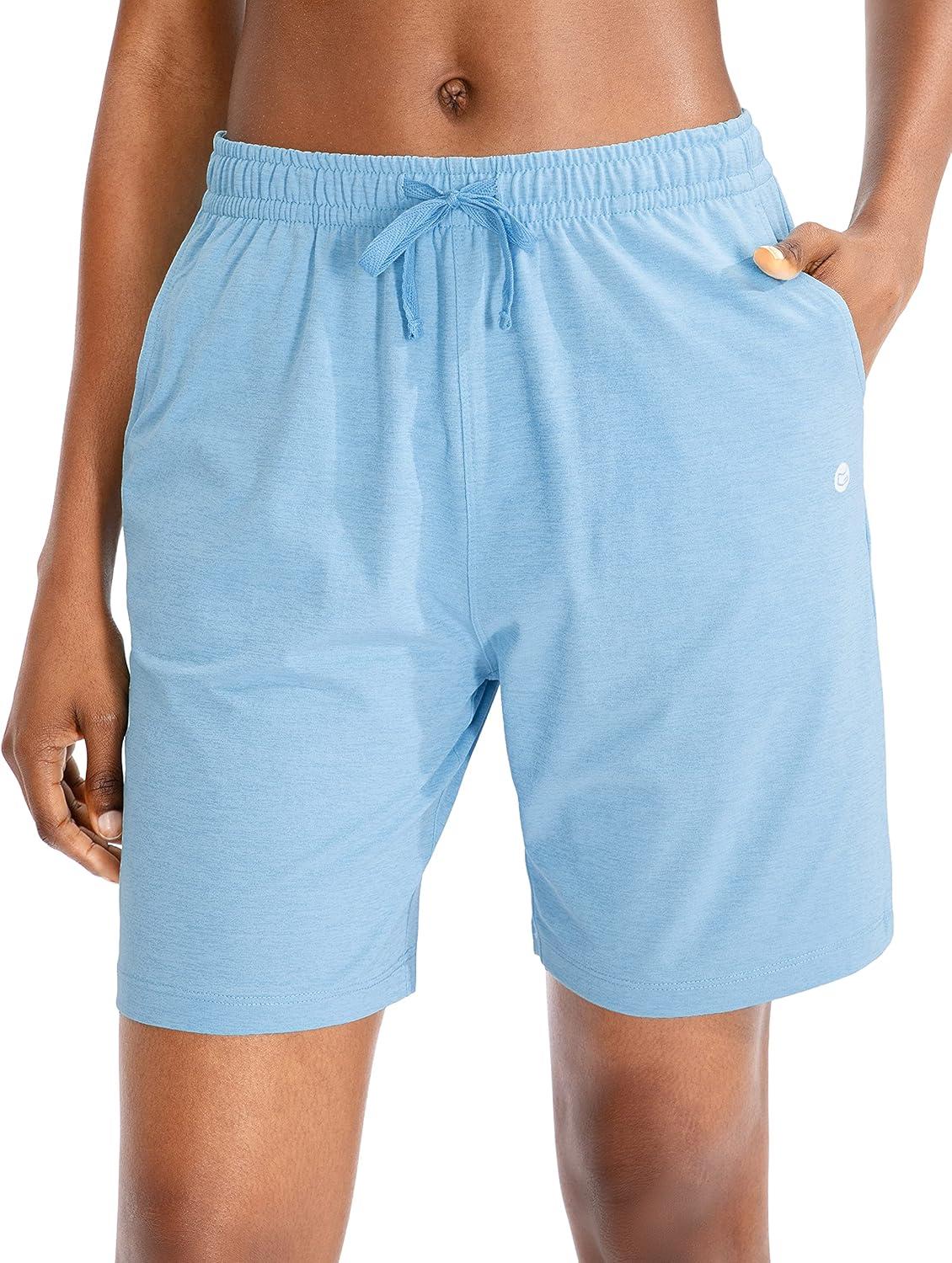 imageG Gradual Womens 7 9 Shorts with Deep Pockets Elastic Waist Bermuda Jersey Long Shorts for Woman Lounge WalkingBlue