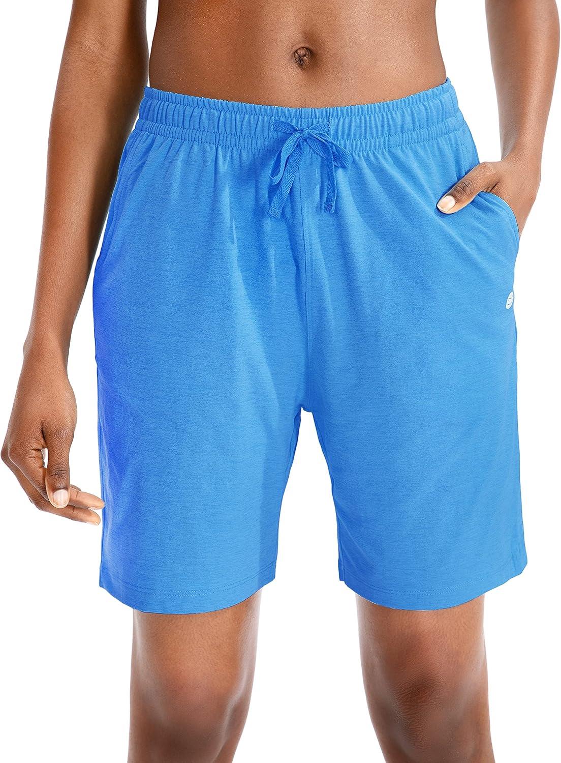 imageG Gradual Womens 7 9 Shorts with Deep Pockets Elastic Waist Bermuda Jersey Long Shorts for Woman Lounge WalkingBright Blue