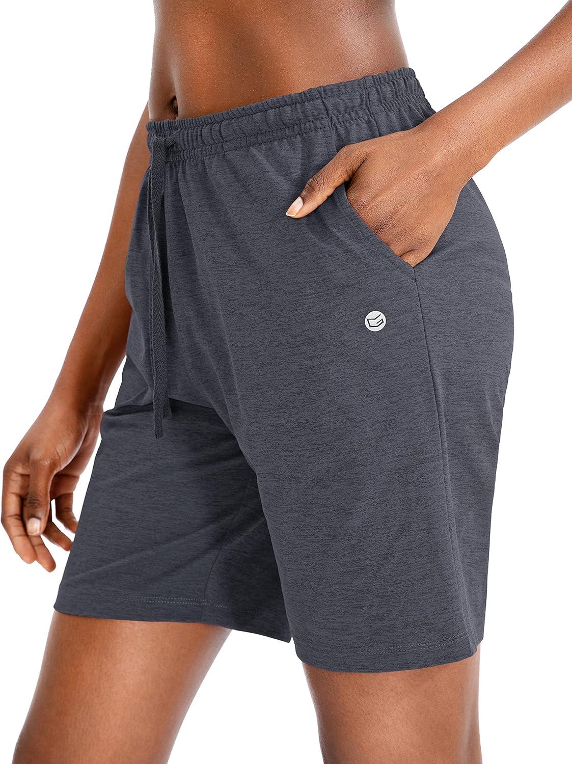 imageG Gradual Womens 7 9 Shorts with Deep Pockets Elastic Waist Bermuda Jersey Long Shorts for Woman Lounge WalkingCharcoal