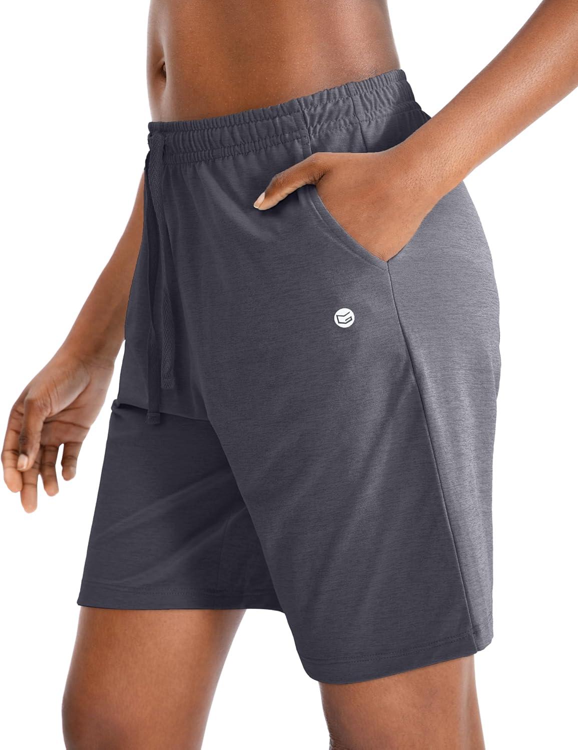 imageG Gradual Womens 7 9 Shorts with Deep Pockets Elastic Waist Bermuda Jersey Long Shorts for Woman Lounge WalkingCharcoal
