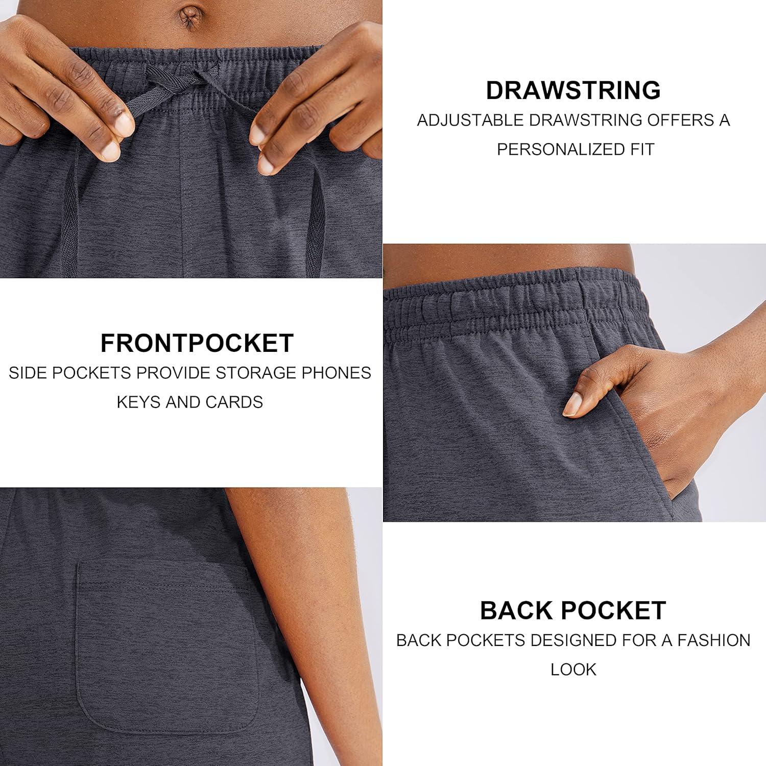 imageG Gradual Womens 7 9 Shorts with Deep Pockets Elastic Waist Bermuda Jersey Long Shorts for Woman Lounge WalkingCharcoal