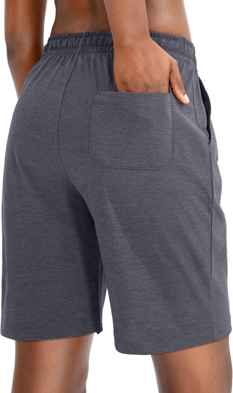 imageG Gradual Womens 7 9 Shorts with Deep Pockets Elastic Waist Bermuda Jersey Long Shorts for Woman Lounge WalkingCharcoal