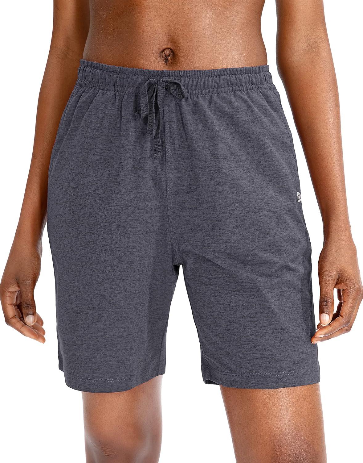 imageG Gradual Womens 7 9 Shorts with Deep Pockets Elastic Waist Bermuda Jersey Long Shorts for Woman Lounge WalkingCharcoal