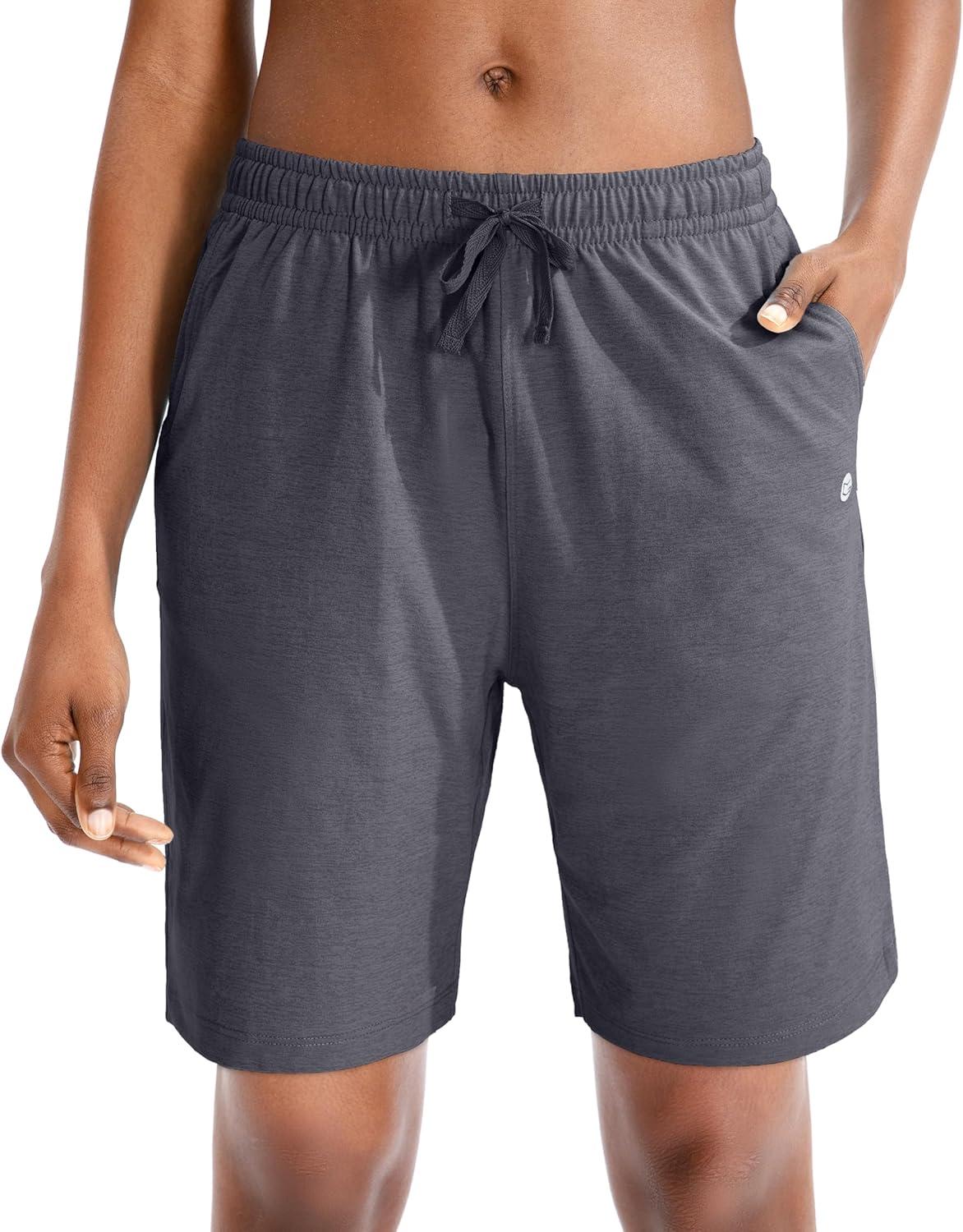 imageG Gradual Womens 7 9 Shorts with Deep Pockets Elastic Waist Bermuda Jersey Long Shorts for Woman Lounge WalkingCharcoal