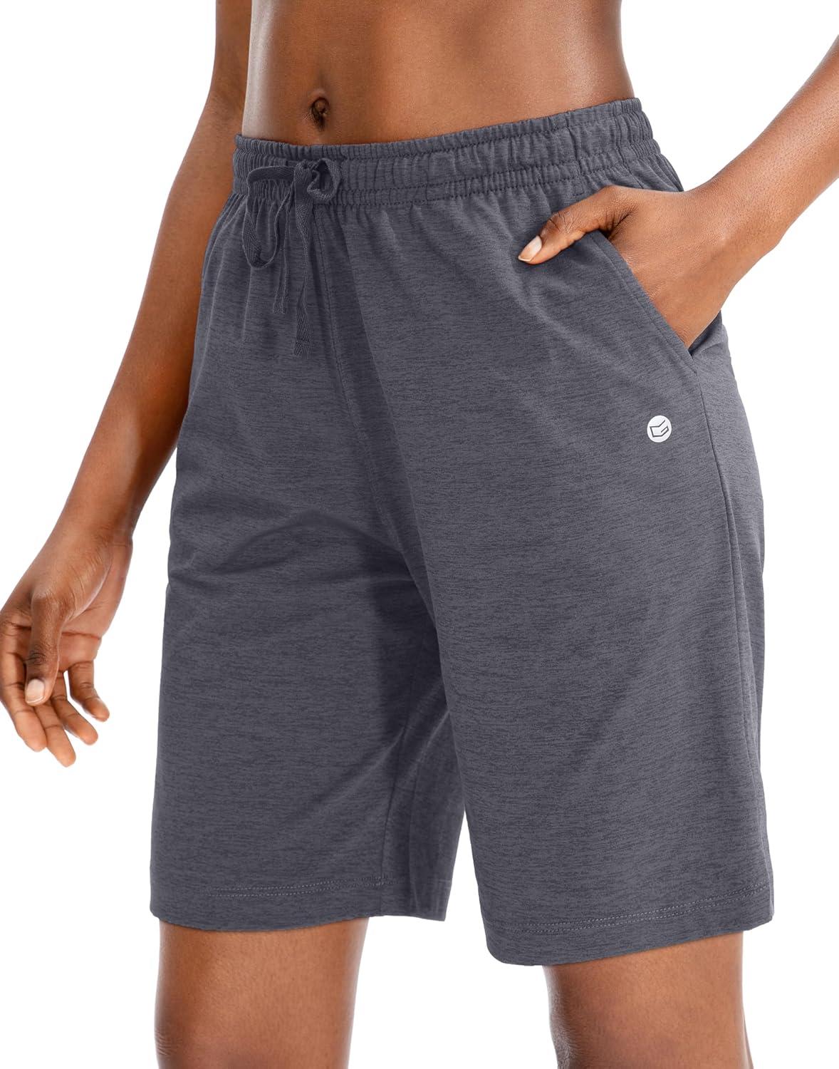 imageG Gradual Womens 7 9 Shorts with Deep Pockets Elastic Waist Bermuda Jersey Long Shorts for Woman Lounge WalkingCharcoal