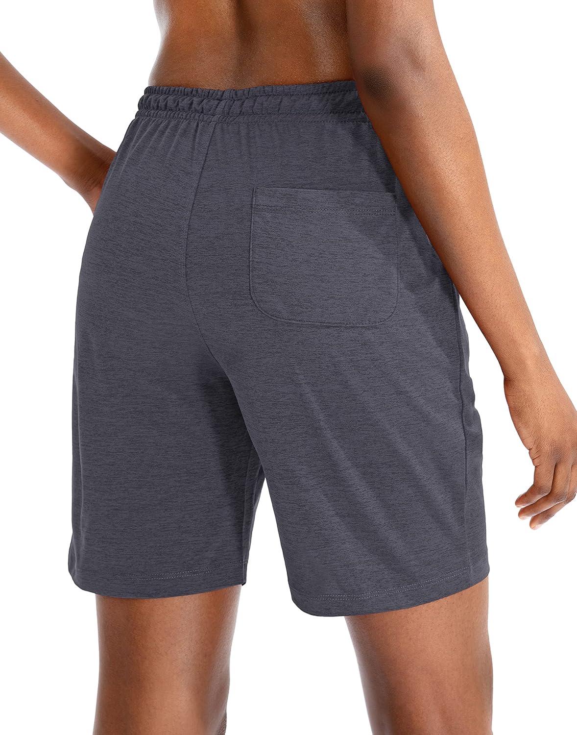 imageG Gradual Womens 7 9 Shorts with Deep Pockets Elastic Waist Bermuda Jersey Long Shorts for Woman Lounge WalkingCharcoal