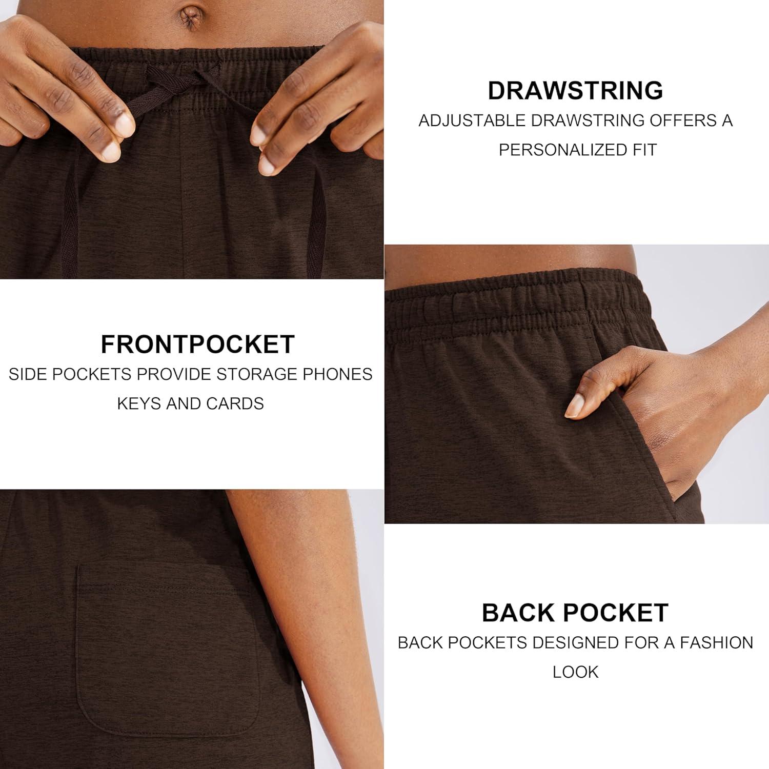 imageG Gradual Womens 7 9 Shorts with Deep Pockets Elastic Waist Bermuda Jersey Long Shorts for Woman Lounge WalkingCoffee