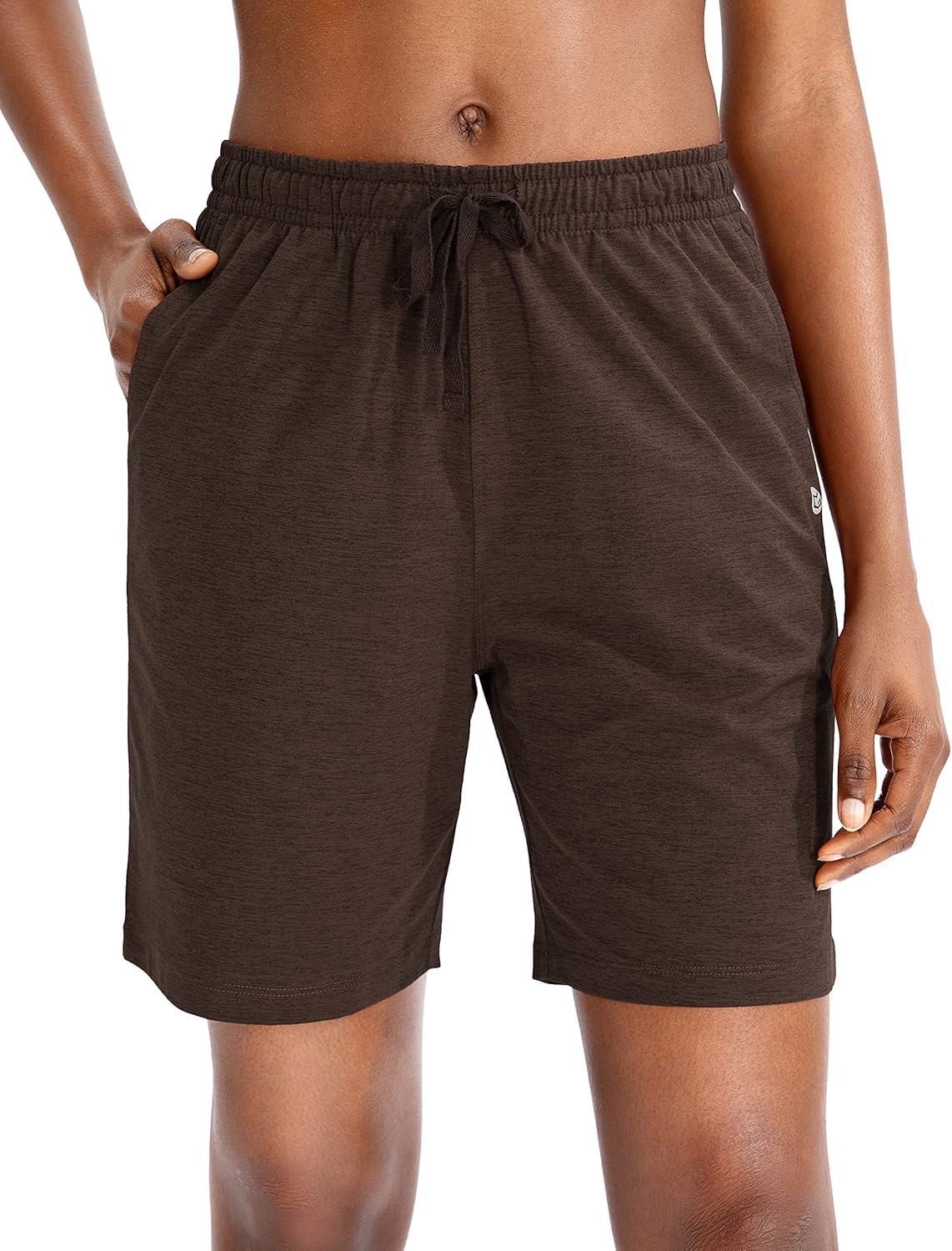 imageG Gradual Womens 7 9 Shorts with Deep Pockets Elastic Waist Bermuda Jersey Long Shorts for Woman Lounge WalkingCoffee