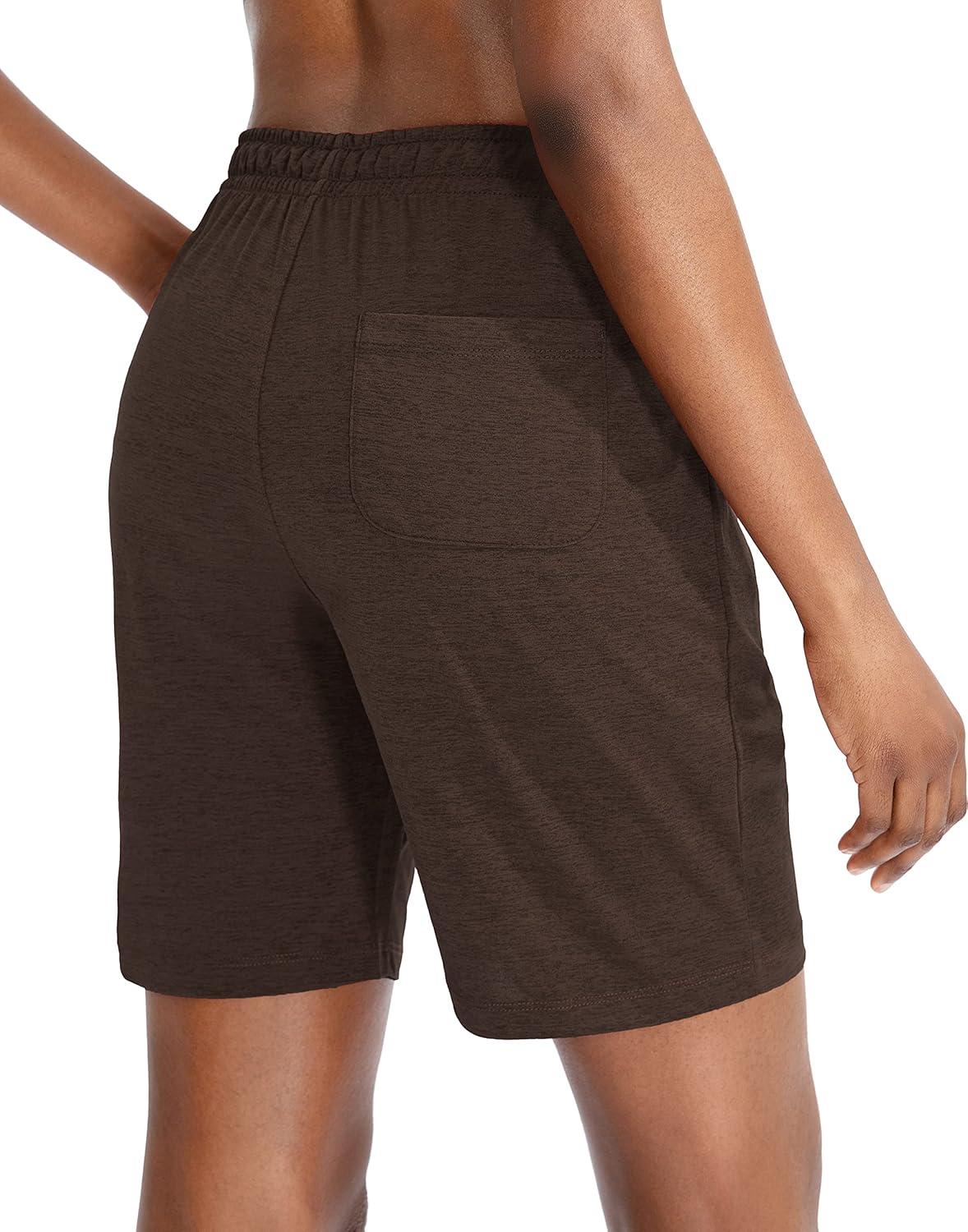 imageG Gradual Womens 7 9 Shorts with Deep Pockets Elastic Waist Bermuda Jersey Long Shorts for Woman Lounge WalkingCoffee