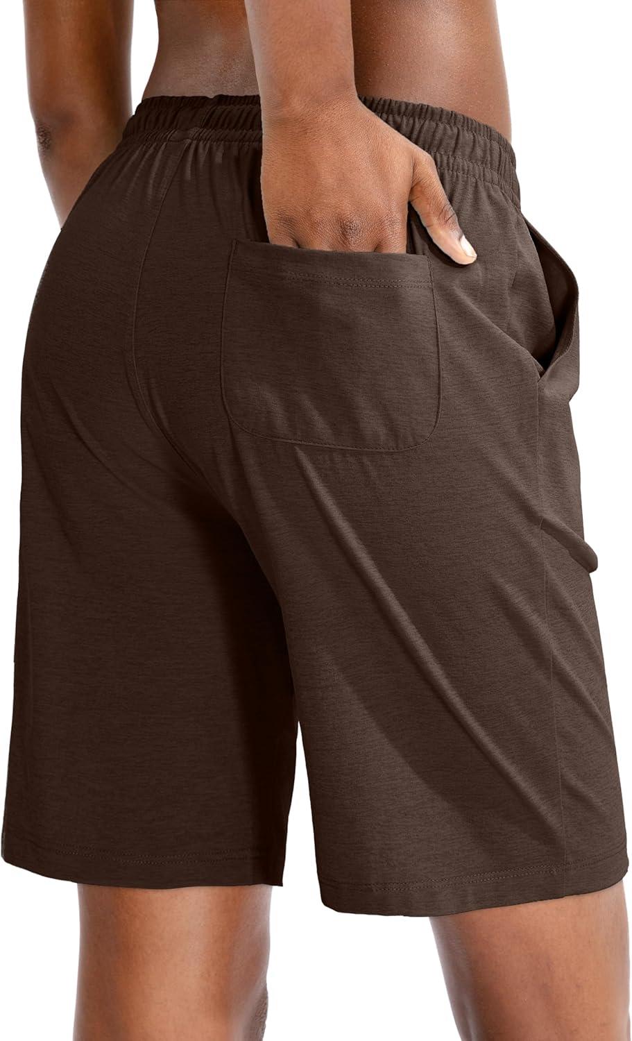 imageG Gradual Womens 7 9 Shorts with Deep Pockets Elastic Waist Bermuda Jersey Long Shorts for Woman Lounge WalkingCoffee