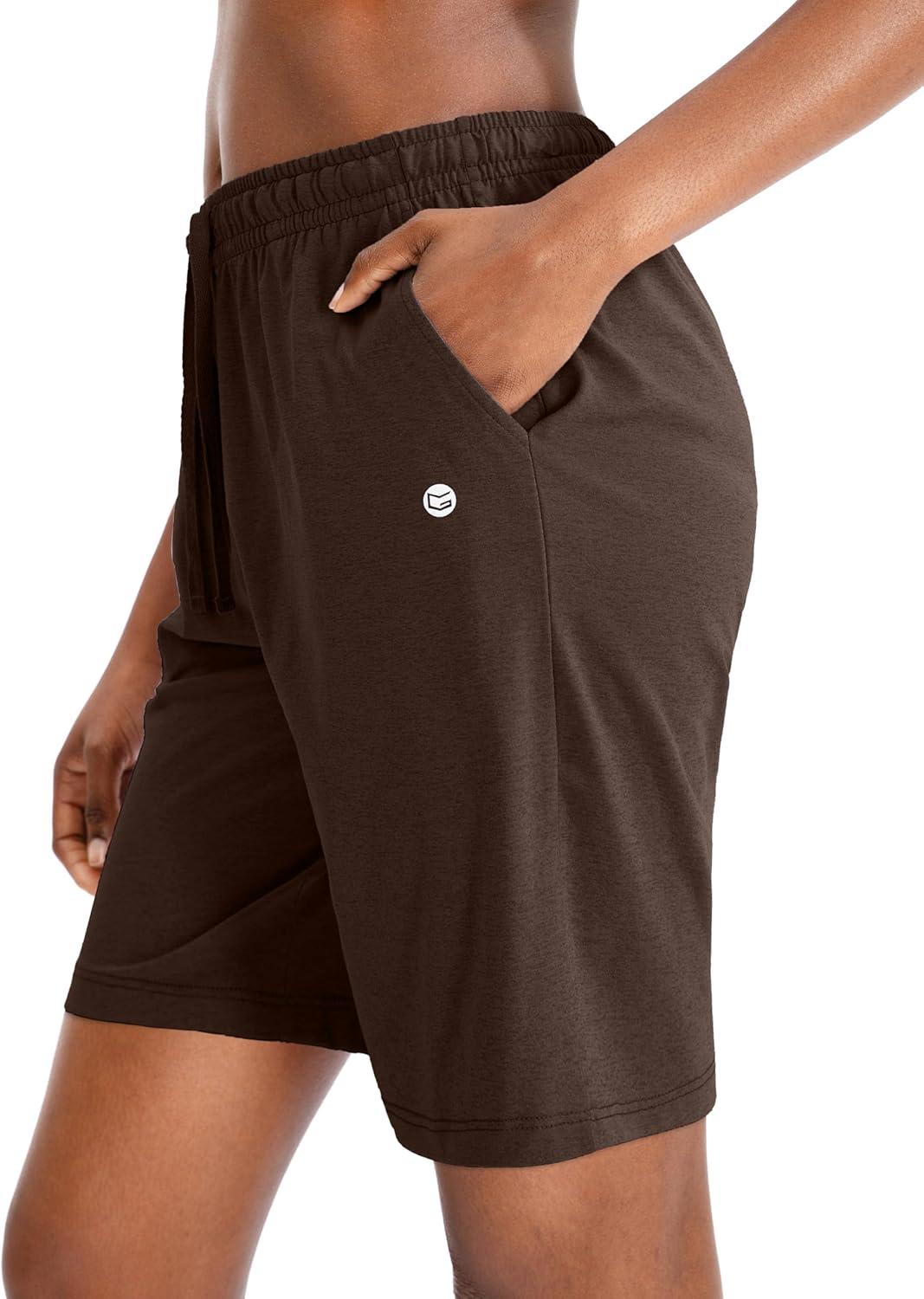imageG Gradual Womens 7 9 Shorts with Deep Pockets Elastic Waist Bermuda Jersey Long Shorts for Woman Lounge WalkingCoffee