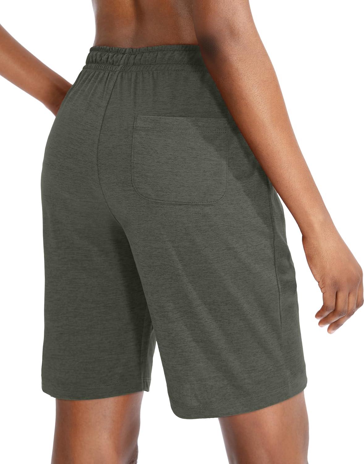imageG Gradual Womens 7 9 Shorts with Deep Pockets Elastic Waist Bermuda Jersey Long Shorts for Woman Lounge WalkingDark Green
