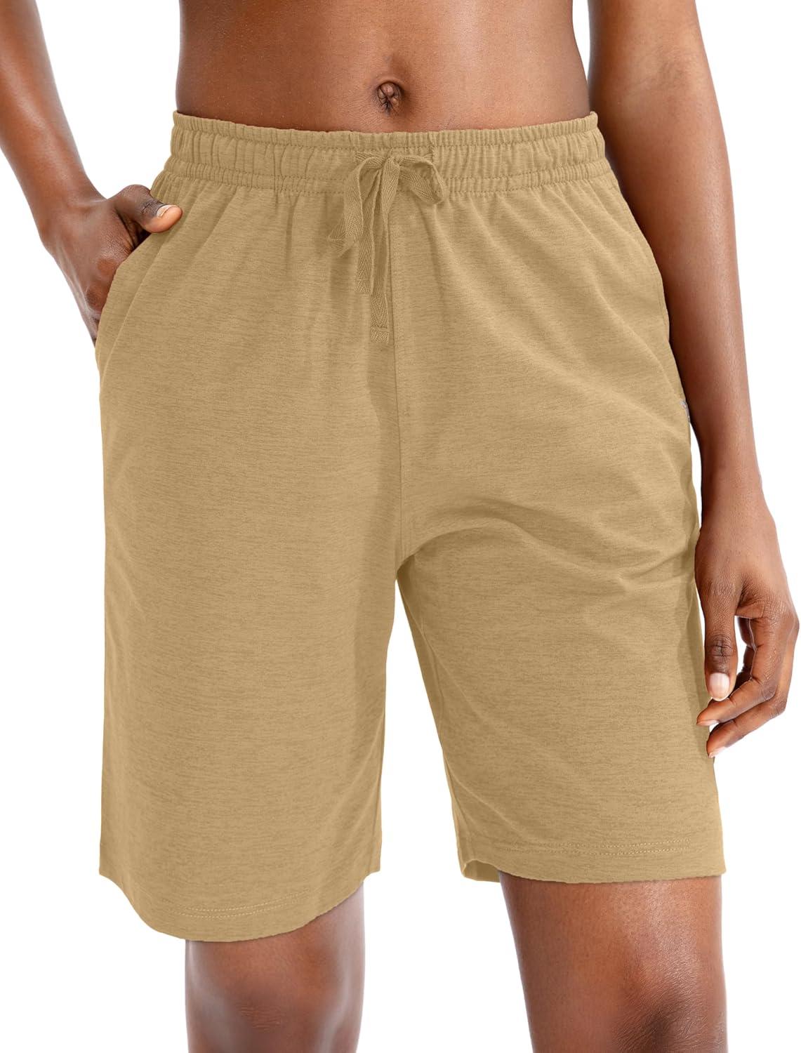 imageG Gradual Womens 7 9 Shorts with Deep Pockets Elastic Waist Bermuda Jersey Long Shorts for Woman Lounge WalkingDark Khaki