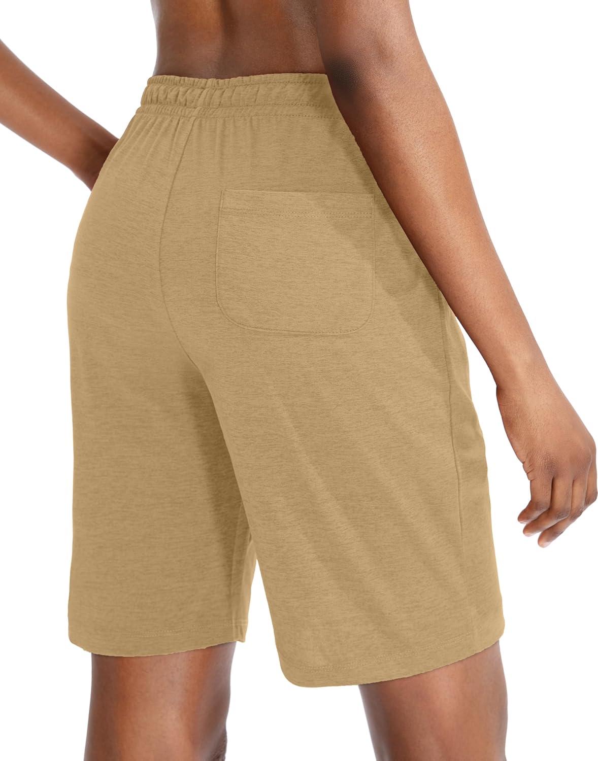 imageG Gradual Womens 7 9 Shorts with Deep Pockets Elastic Waist Bermuda Jersey Long Shorts for Woman Lounge WalkingDark Khaki