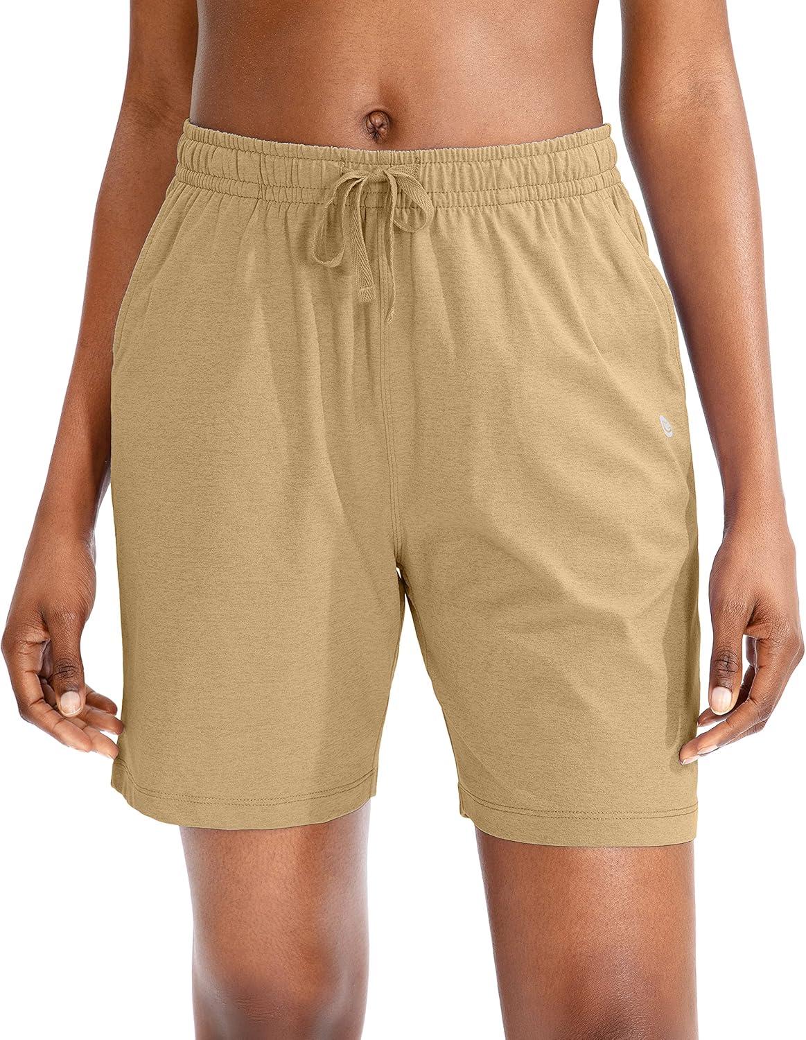 imageG Gradual Womens 7 9 Shorts with Deep Pockets Elastic Waist Bermuda Jersey Long Shorts for Woman Lounge WalkingDark Khaki