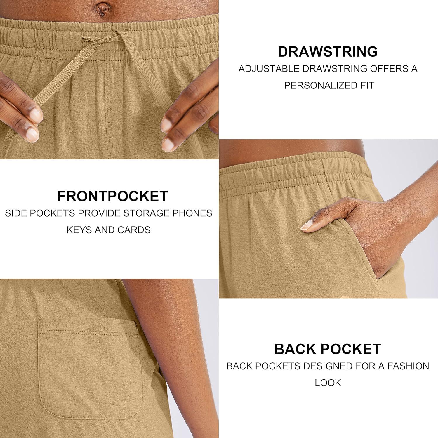 imageG Gradual Womens 7 9 Shorts with Deep Pockets Elastic Waist Bermuda Jersey Long Shorts for Woman Lounge WalkingDark Khaki