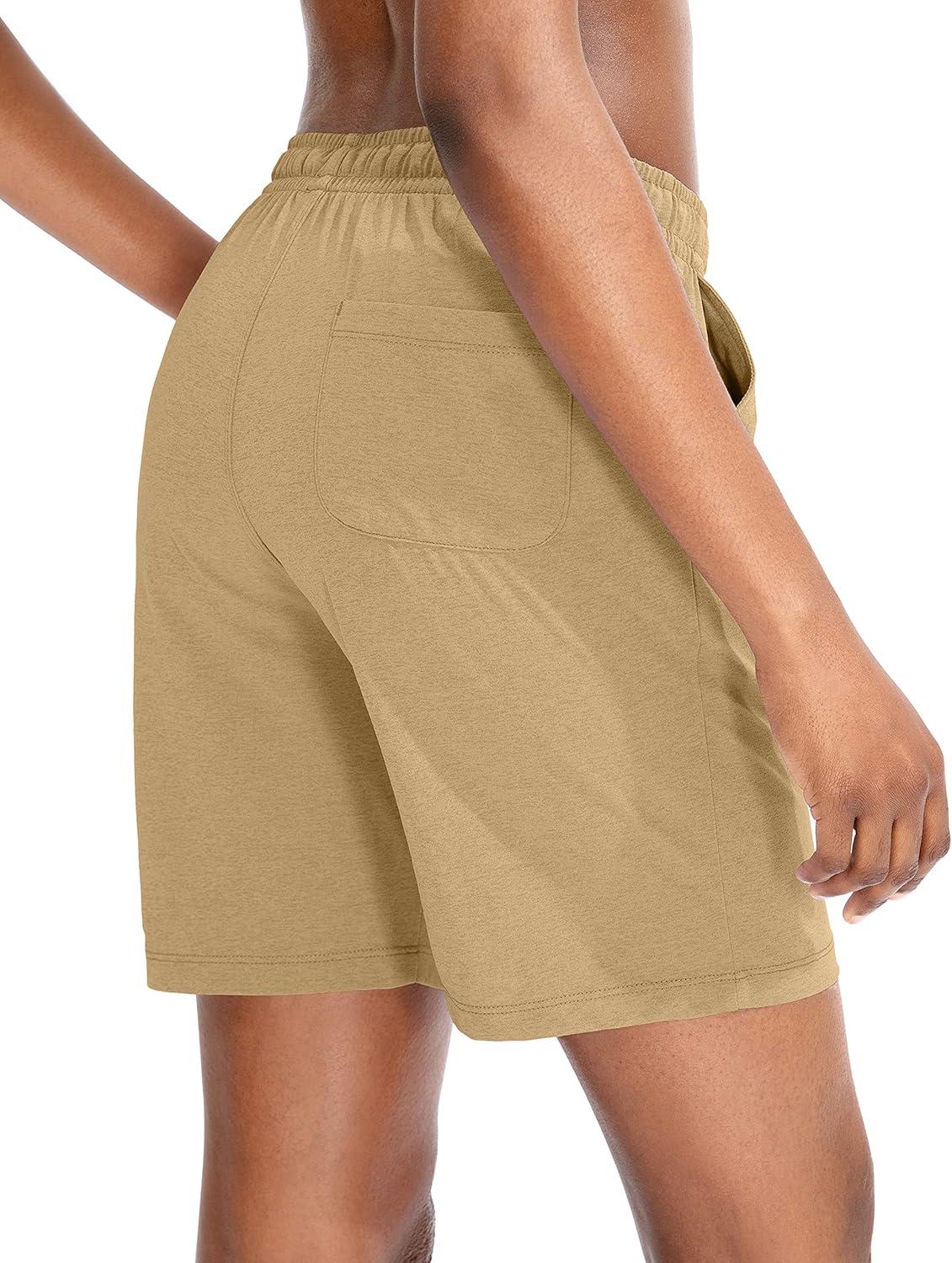 imageG Gradual Womens 7 9 Shorts with Deep Pockets Elastic Waist Bermuda Jersey Long Shorts for Woman Lounge WalkingDark Khaki