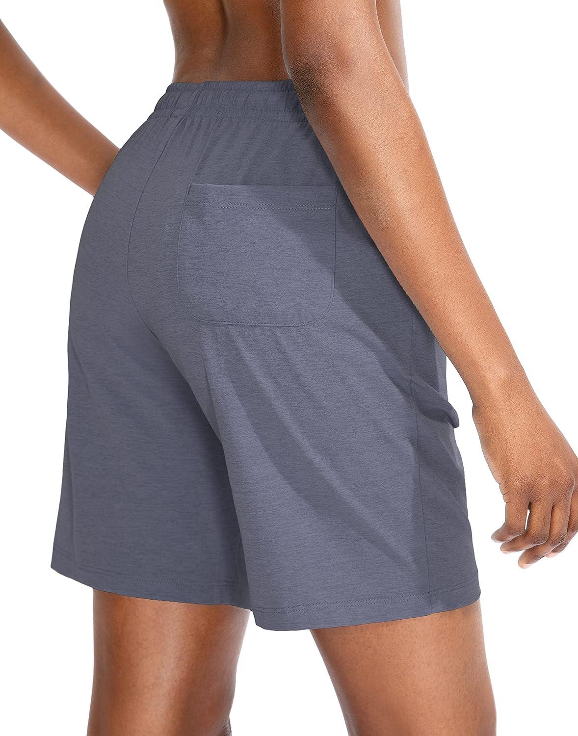 imageG Gradual Womens 7 9 Shorts with Deep Pockets Elastic Waist Bermuda Jersey Long Shorts for Woman Lounge WalkingDust Blue