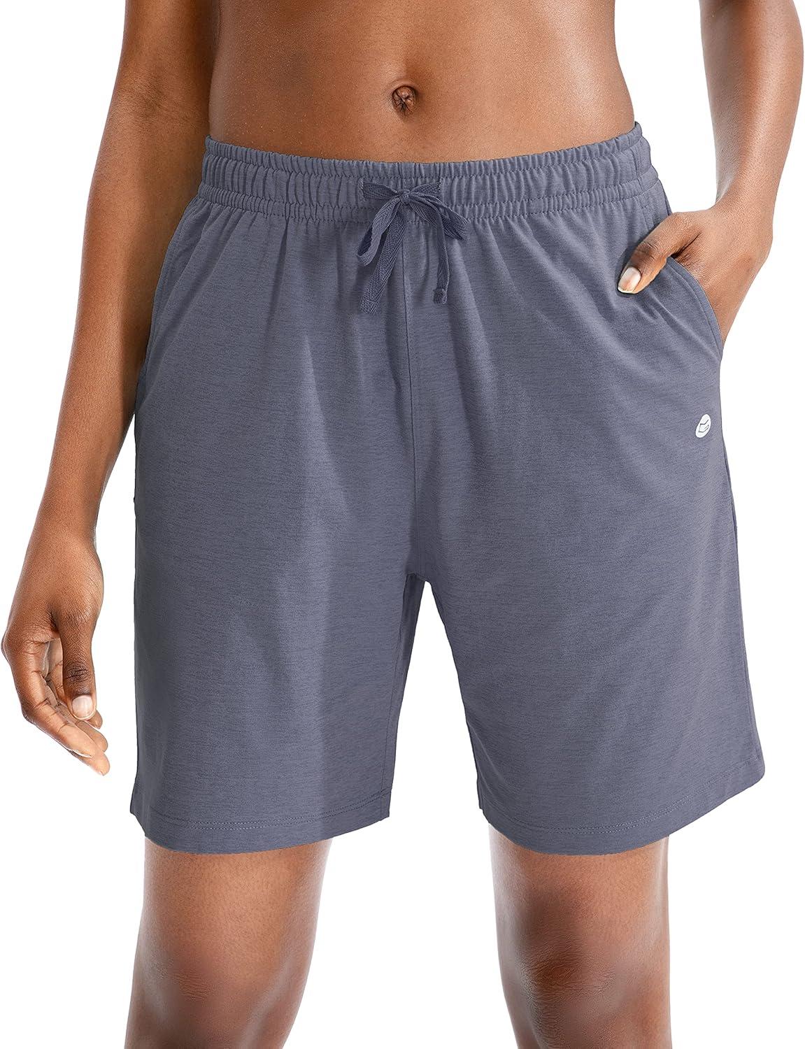 imageG Gradual Womens 7 9 Shorts with Deep Pockets Elastic Waist Bermuda Jersey Long Shorts for Woman Lounge WalkingDust Blue