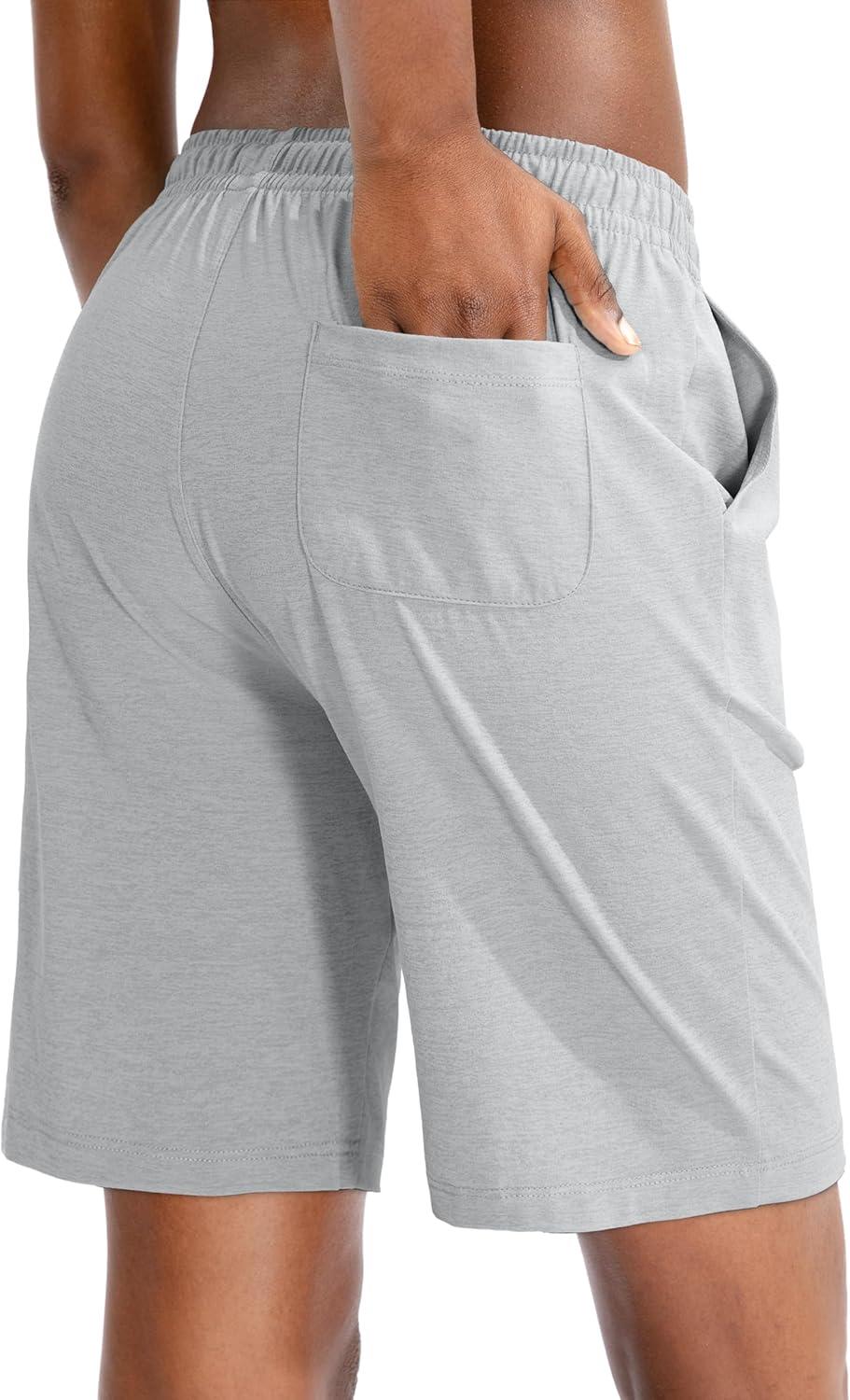 imageG Gradual Womens 7 9 Shorts with Deep Pockets Elastic Waist Bermuda Jersey Long Shorts for Woman Lounge WalkingGrey