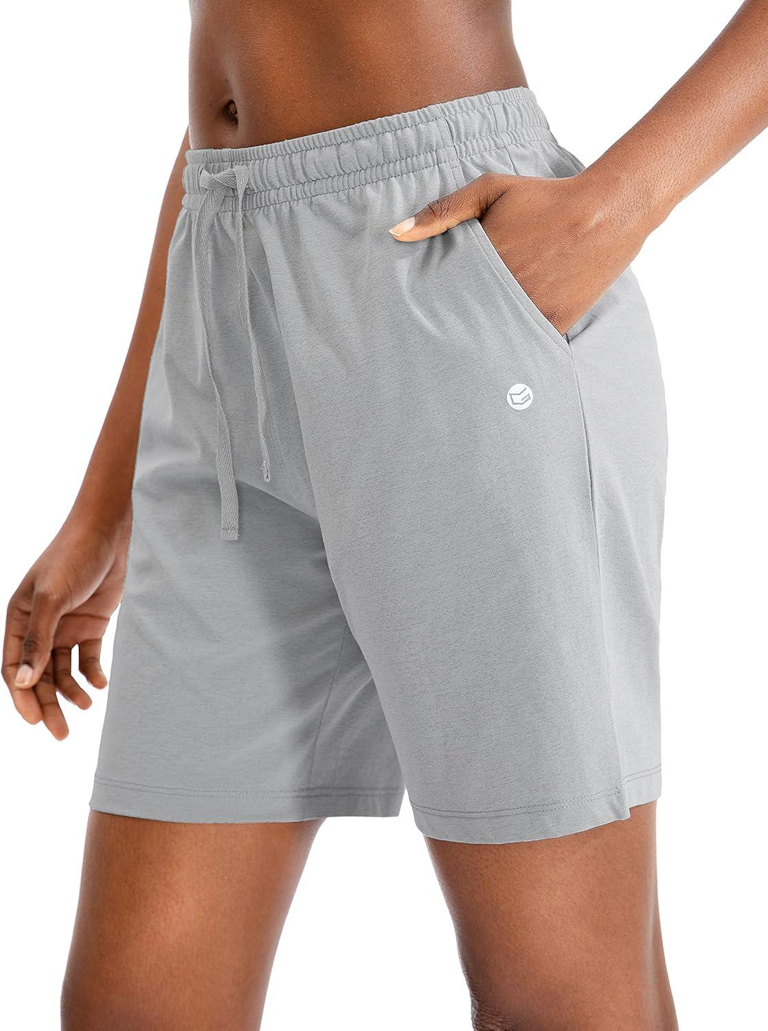 imageG Gradual Womens 7 9 Shorts with Deep Pockets Elastic Waist Bermuda Jersey Long Shorts for Woman Lounge WalkingGrey