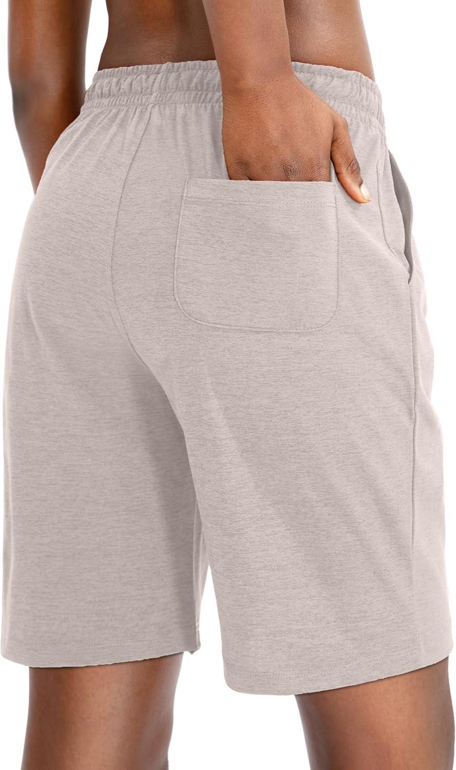 imageG Gradual Womens 7 9 Shorts with Deep Pockets Elastic Waist Bermuda Jersey Long Shorts for Woman Lounge WalkingKhaki
