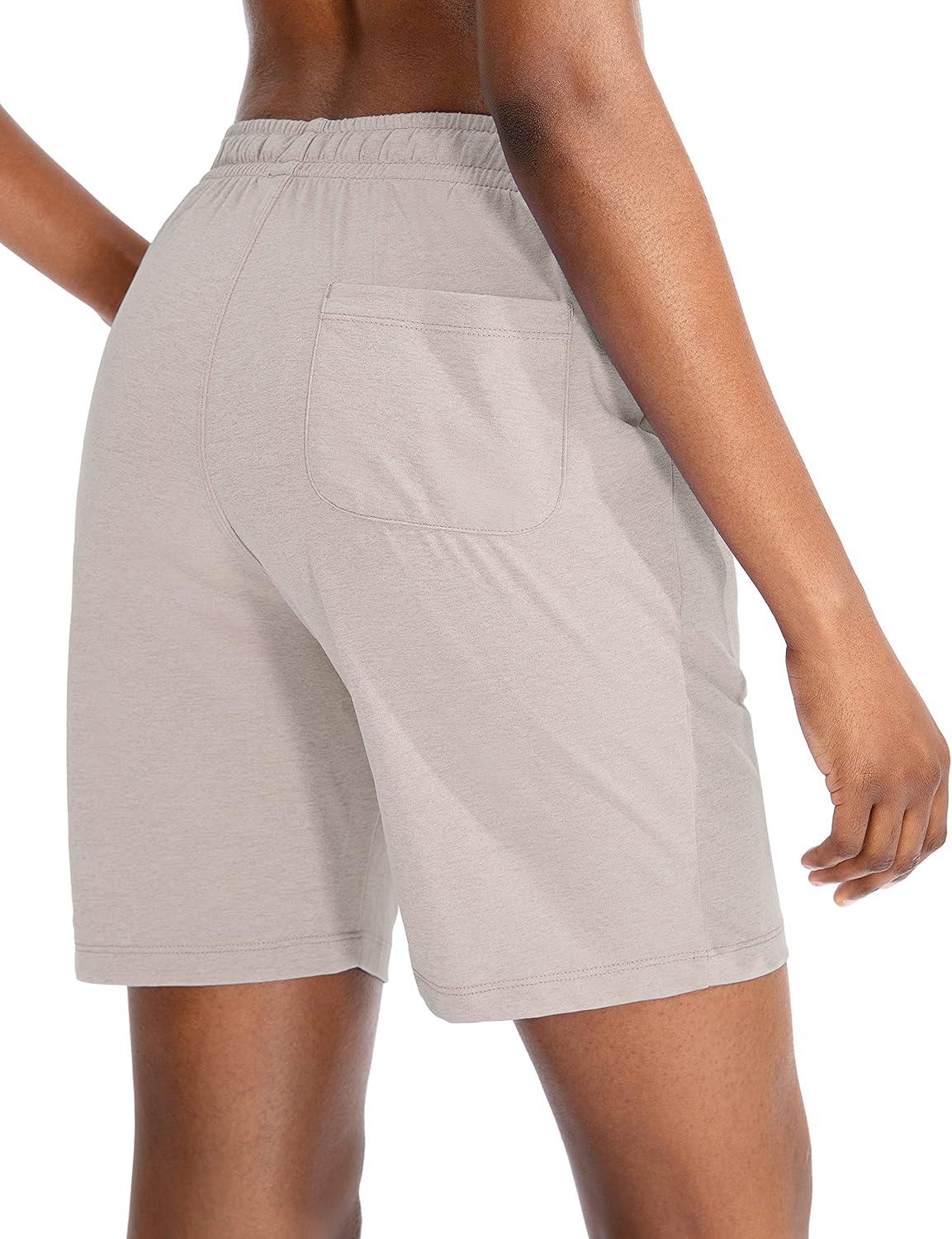 imageG Gradual Womens 7 9 Shorts with Deep Pockets Elastic Waist Bermuda Jersey Long Shorts for Woman Lounge WalkingKhaki