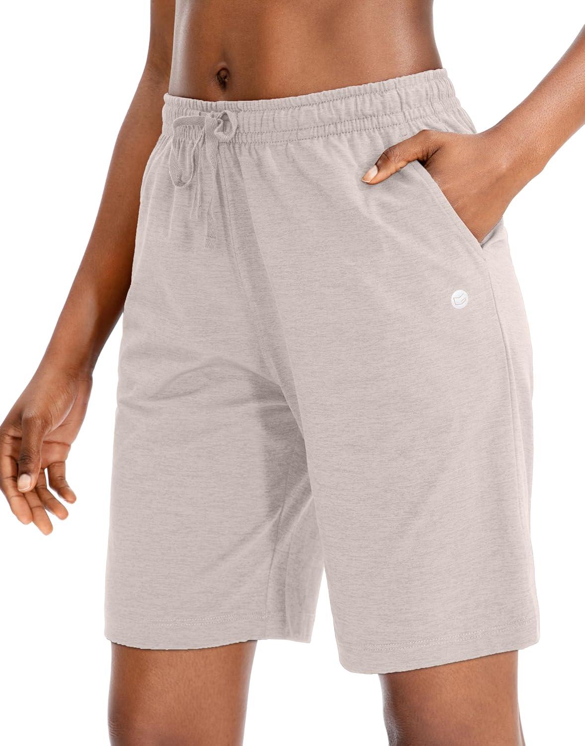imageG Gradual Womens 7 9 Shorts with Deep Pockets Elastic Waist Bermuda Jersey Long Shorts for Woman Lounge WalkingKhaki