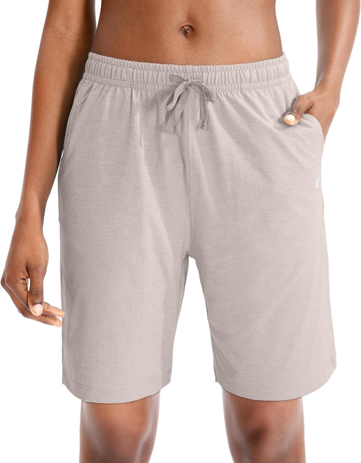 imageG Gradual Womens 7 9 Shorts with Deep Pockets Elastic Waist Bermuda Jersey Long Shorts for Woman Lounge WalkingKhaki