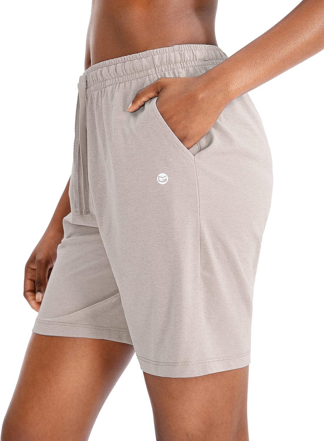 imageG Gradual Womens 7 9 Shorts with Deep Pockets Elastic Waist Bermuda Jersey Long Shorts for Woman Lounge WalkingKhaki