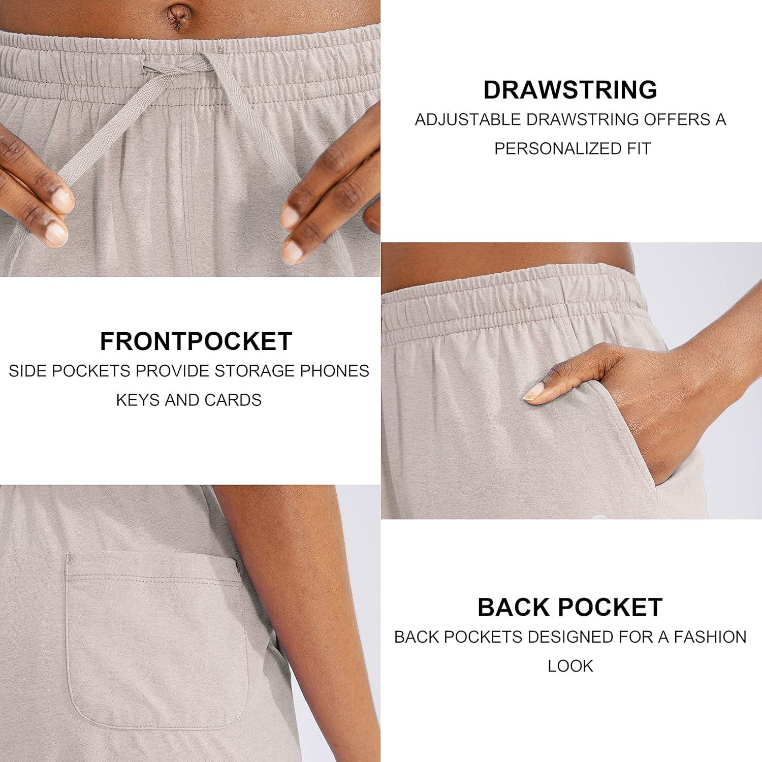 imageG Gradual Womens 7 9 Shorts with Deep Pockets Elastic Waist Bermuda Jersey Long Shorts for Woman Lounge WalkingKhaki