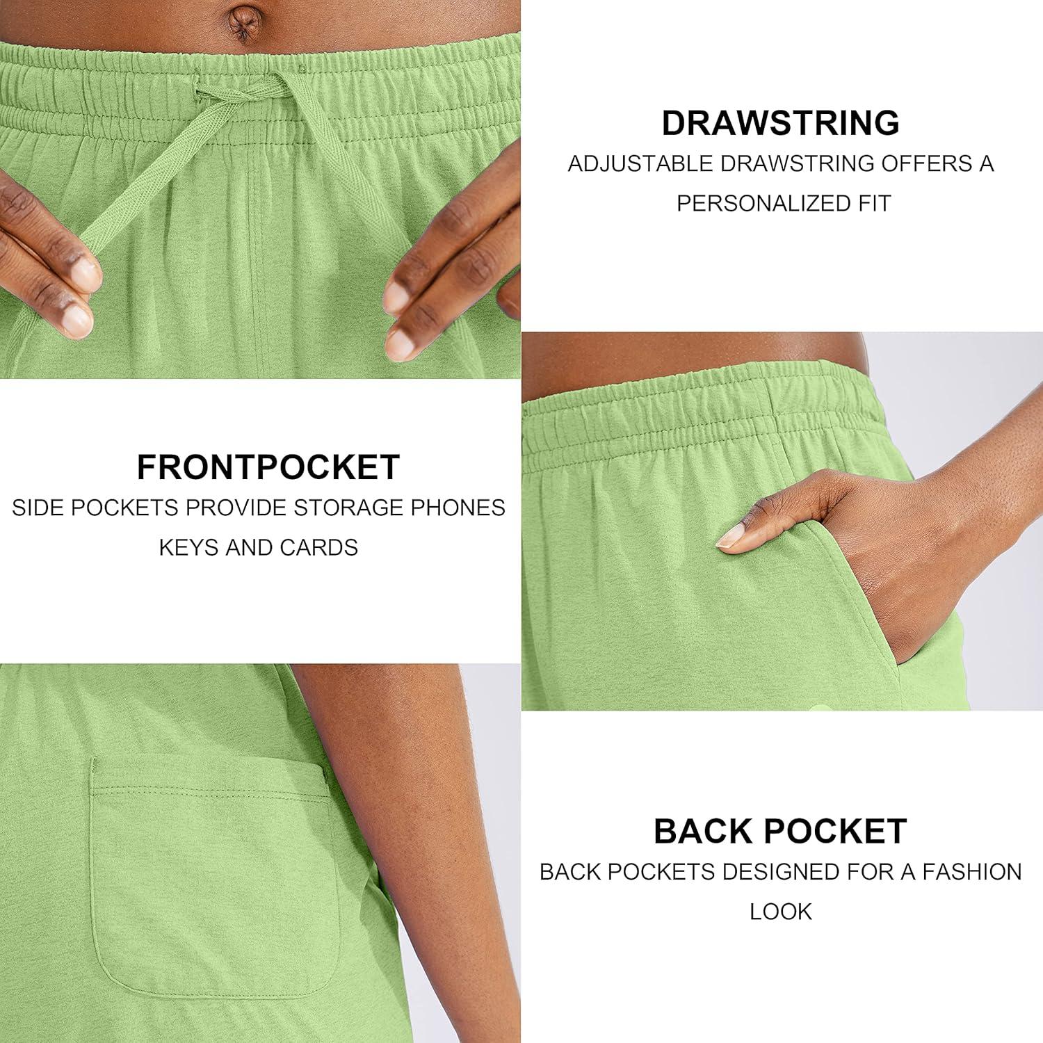 imageG Gradual Womens 7 9 Shorts with Deep Pockets Elastic Waist Bermuda Jersey Long Shorts for Woman Lounge WalkingLight Green