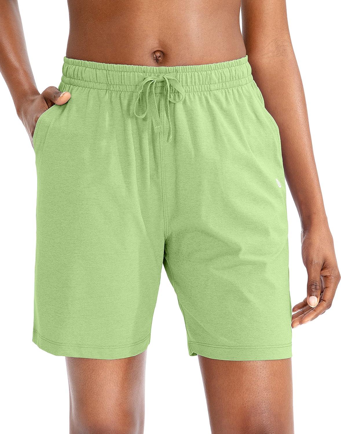 imageG Gradual Womens 7 9 Shorts with Deep Pockets Elastic Waist Bermuda Jersey Long Shorts for Woman Lounge WalkingLight Green