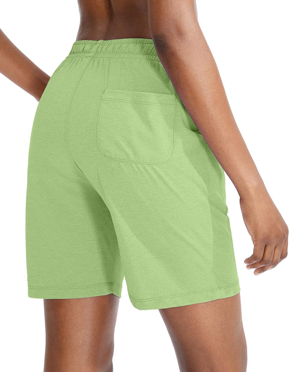 imageG Gradual Womens 7 9 Shorts with Deep Pockets Elastic Waist Bermuda Jersey Long Shorts for Woman Lounge WalkingLight Green