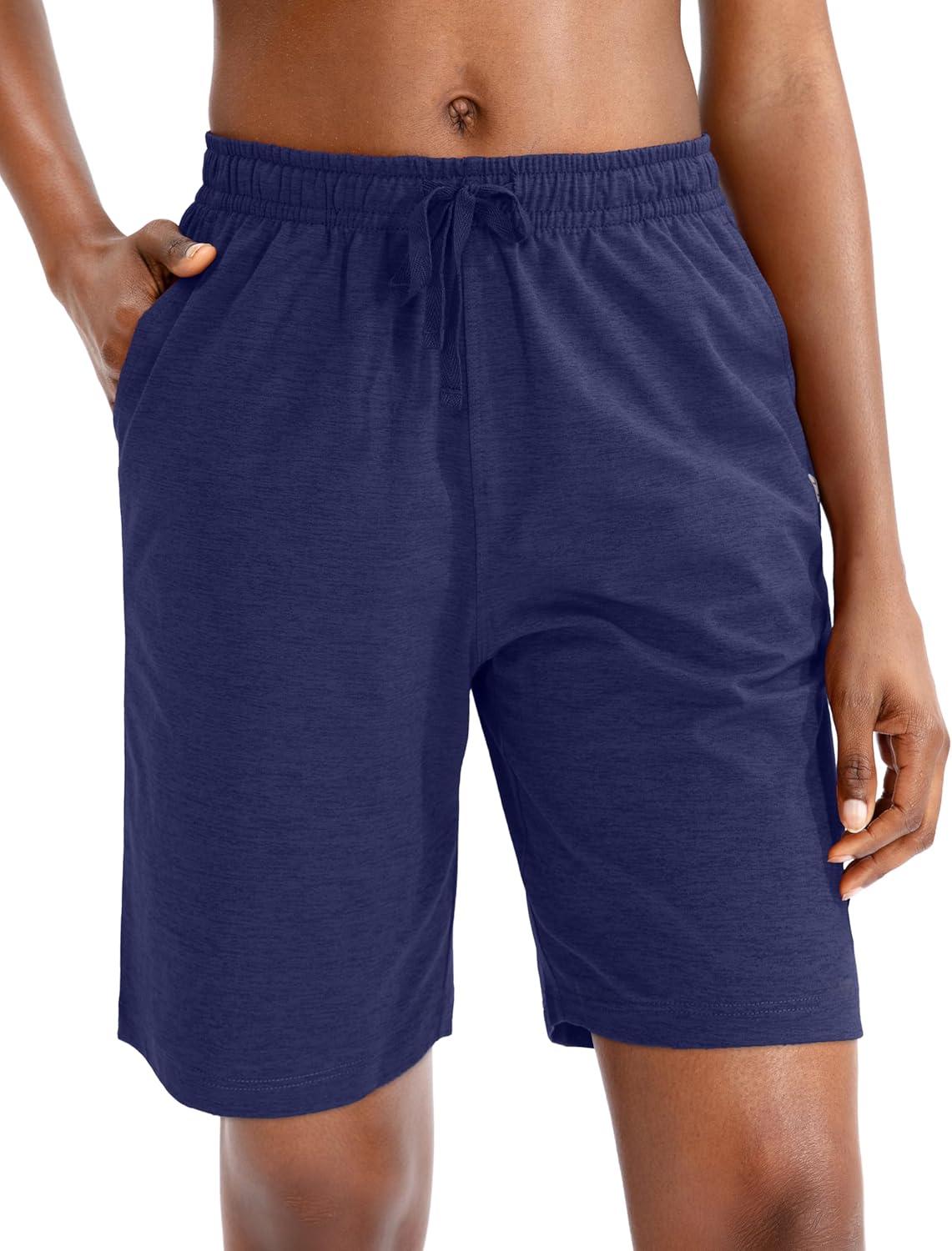imageG Gradual Womens 7 9 Shorts with Deep Pockets Elastic Waist Bermuda Jersey Long Shorts for Woman Lounge WalkingNavy Blue