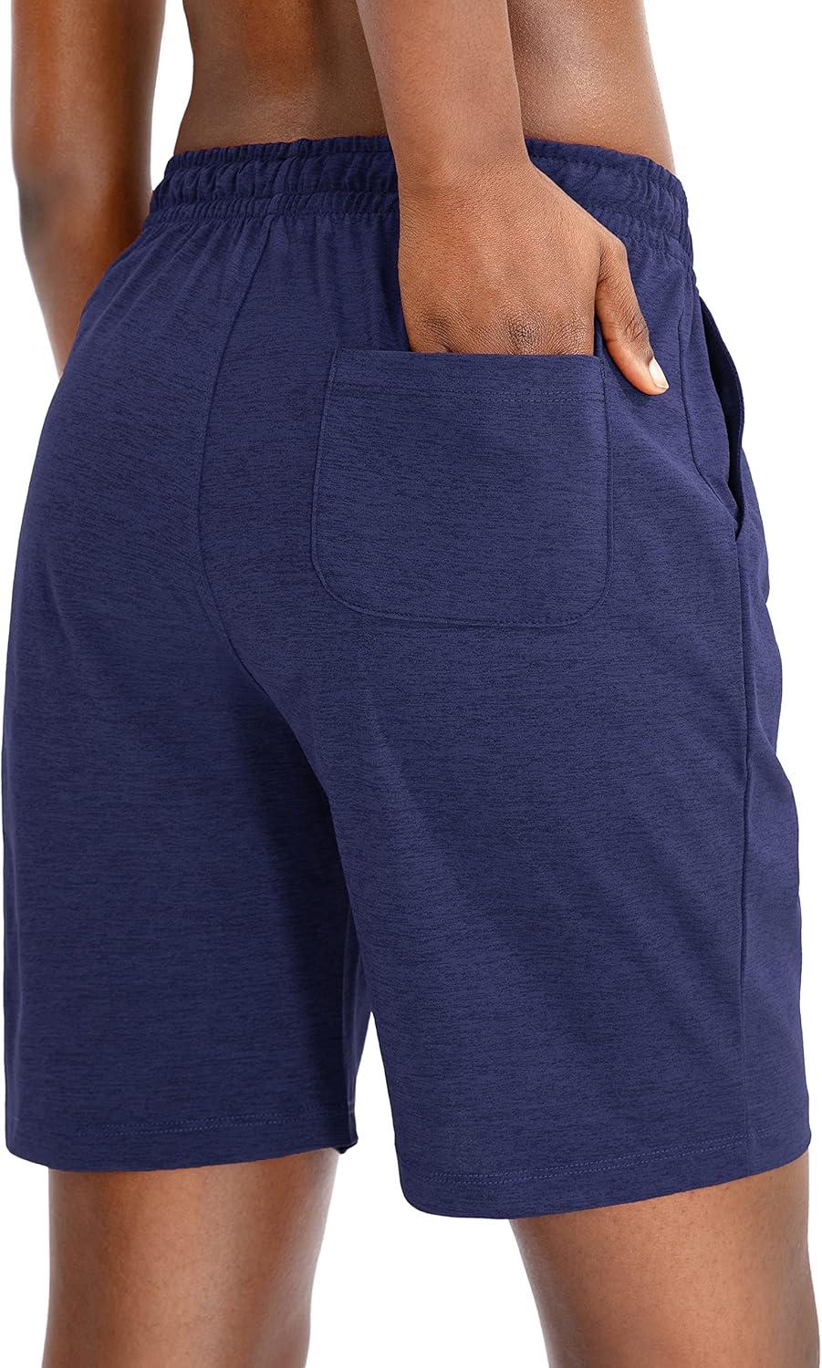 imageG Gradual Womens 7 9 Shorts with Deep Pockets Elastic Waist Bermuda Jersey Long Shorts for Woman Lounge WalkingNavy Blue