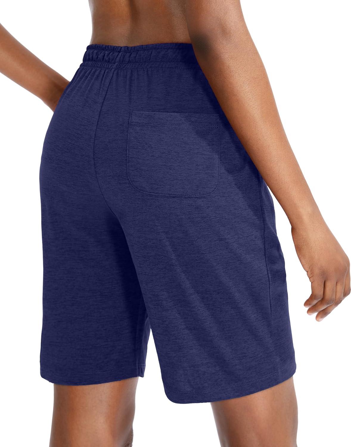 imageG Gradual Womens 7 9 Shorts with Deep Pockets Elastic Waist Bermuda Jersey Long Shorts for Woman Lounge WalkingNavy Blue