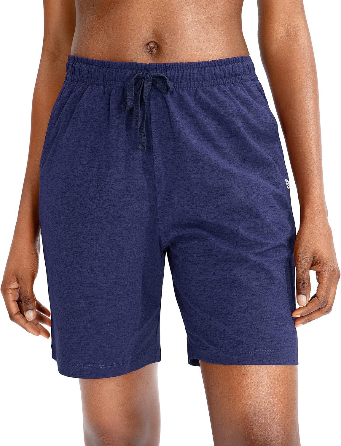 imageG Gradual Womens 7 9 Shorts with Deep Pockets Elastic Waist Bermuda Jersey Long Shorts for Woman Lounge WalkingNavy Blue